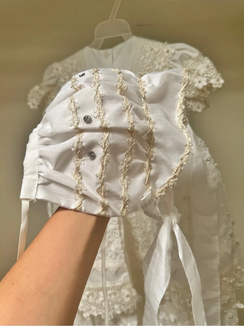Ivory Lace Floral Christening Gown